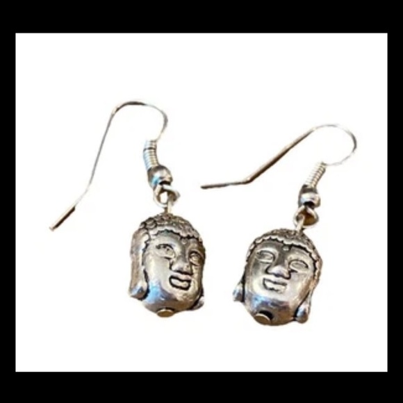 Sterling Silver Buddha Head Dangle 3D Earrings NEW - Picture 3 of 11